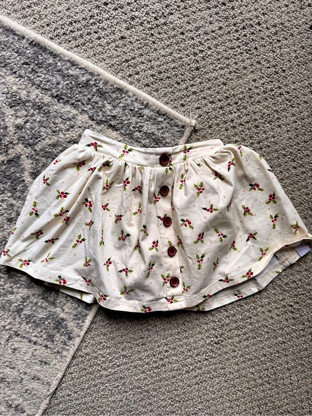 SweetHoney Holly Christmas Skort in White & Red Girls 5Y